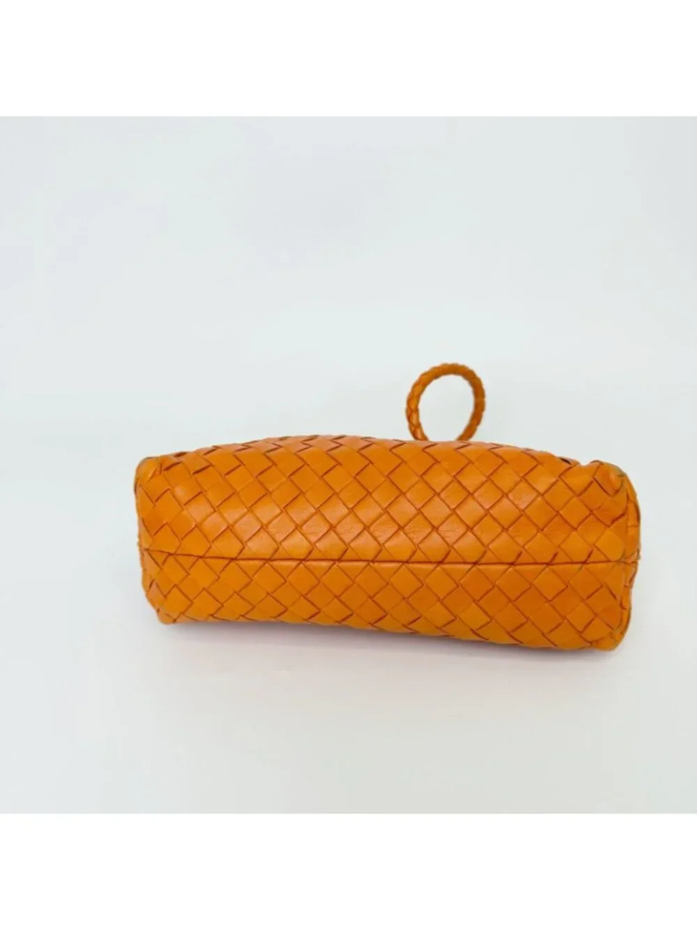 Bottega Veneta Intrecciato Shoulder Bag Leather Orange Vintage